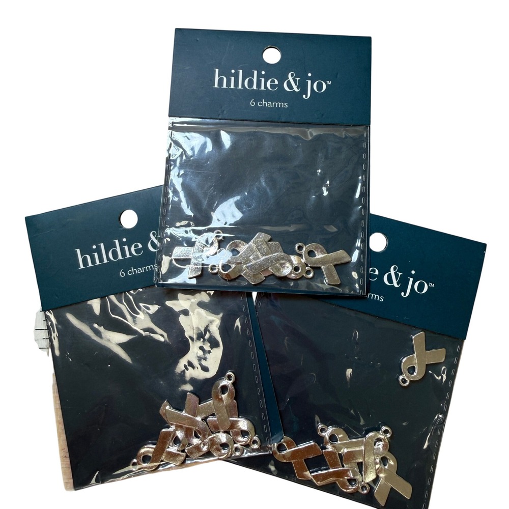 Awareness Ribbon Silver Jewelry Making DIY Craft Charms Lot of 6 hildie & jo